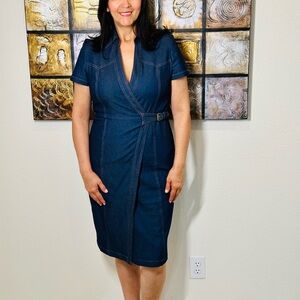 Shelby & Palmer Dark Denim Wrap Midi Dress